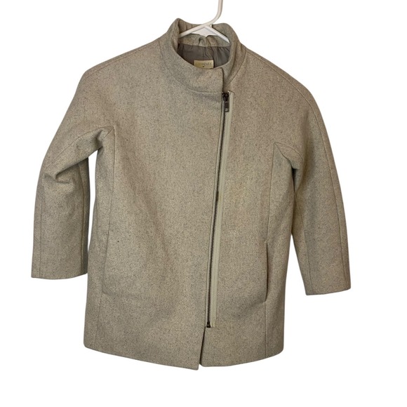 Crewcuts Other - Crewcuts J.Crew Girls Light Grey Wool Asymmetrical Zip Moto Jacket Size 6-7